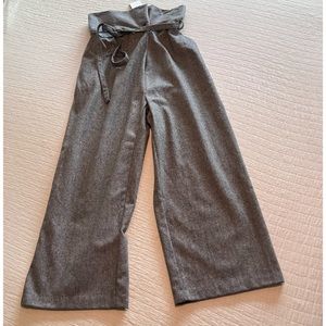 NWT Pinkyotto black/white herringbone wool mix paperbag waist pant